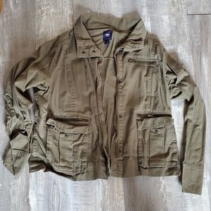 Green Gap cropped fall jacket.